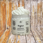 Bergamot Whipped Soap wood background