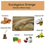 Eucalyptus Orange Handmade Soap Ingredients Card Turmeric Carrot Shea Butter