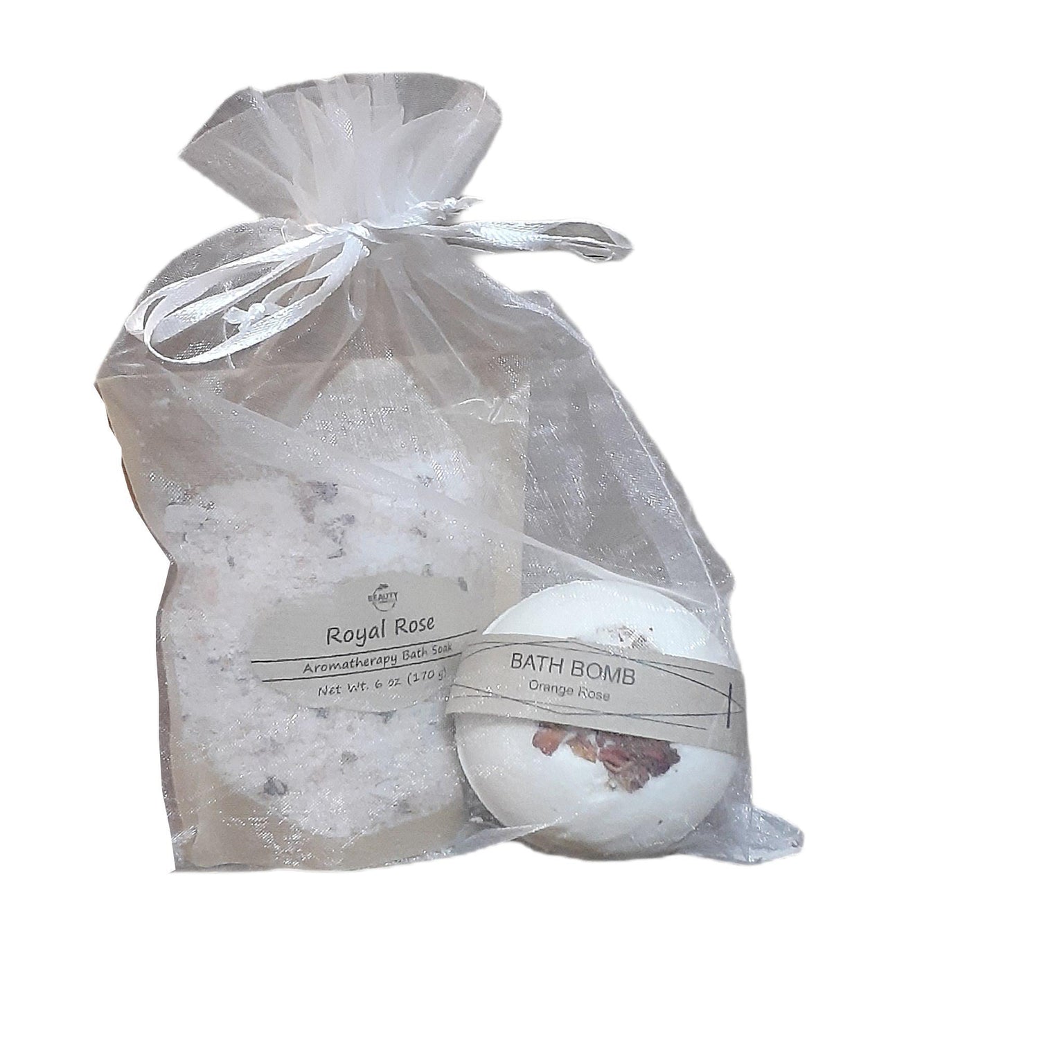 bath salt bath bomb set orange rose in organza bag