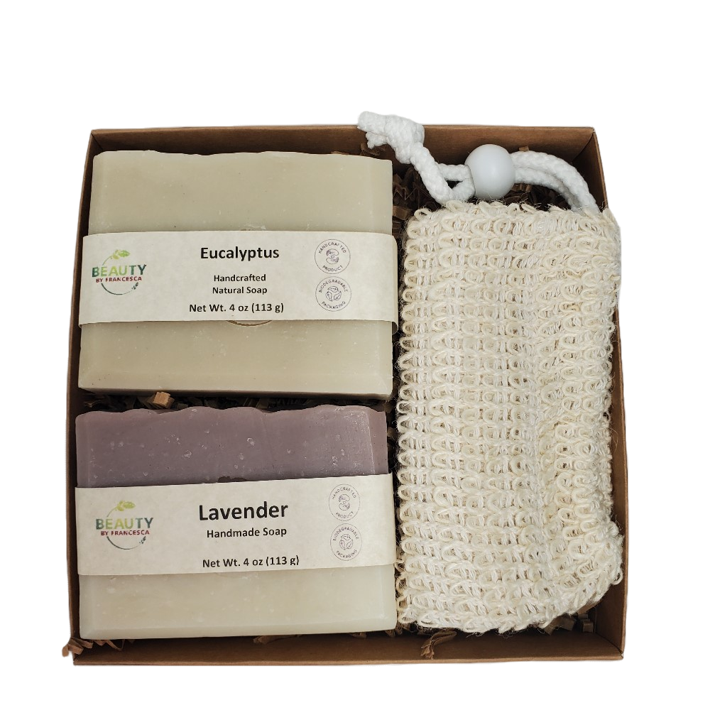 Handmade Soap Gift Set w/Sisal - Lavender and Goat's Milk or Eucalyptus