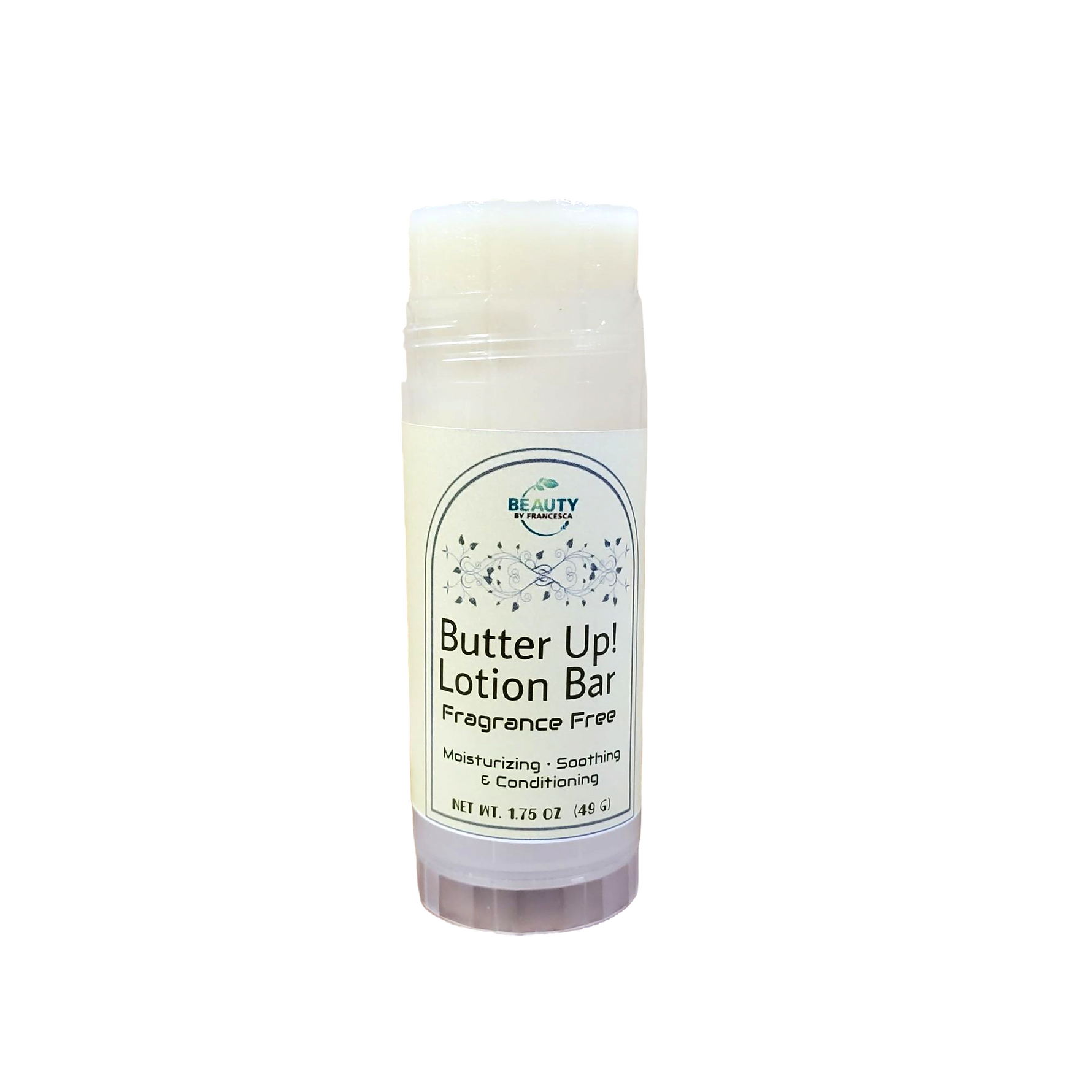 Butter up lotion bar top open white background